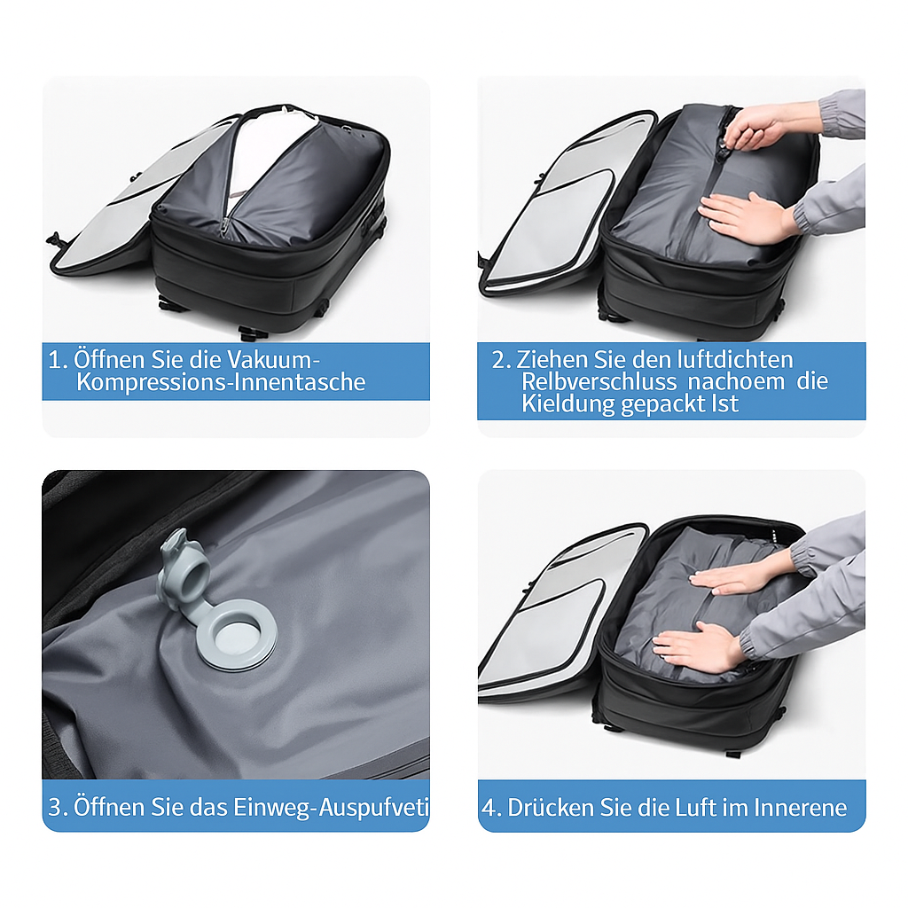 AirPack+ Rucksack mit integriertem Vakuumsystem + tragbare Luftpumpe
