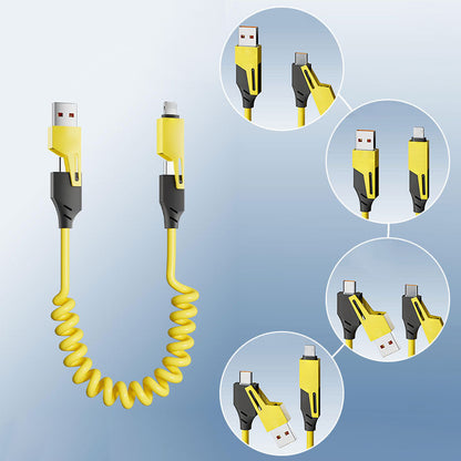 4-in-1-Ladekabel mit Spirale